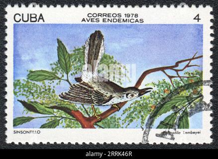 Un francobollo stampato a CUBA mostra l'uccello cubano gnatcatcher (Polioptila Lembeyei), della serie Cuban Birds, circa 1978 Foto Stock