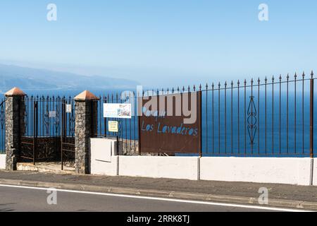 Tenerife, El Sauzal, Parque los Lavaderos, giardino botanico con vista mare Foto Stock