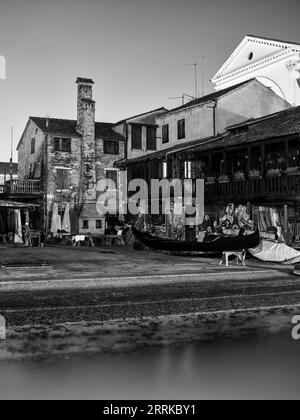 Cantieri navali di gondola sul Rio de San Trovaso, Venezia, Foto Stock