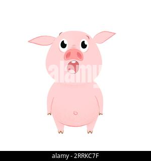 Maiale scioccato che apre la bocca e guarda in alto Illustrazione Vettoriale
