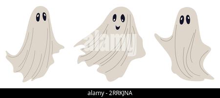 Set piatto di costume fantasma per Halloween. Illustrazione Vettoriale