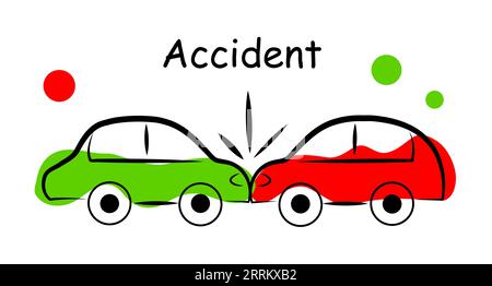 Incidente sulla strada. Due auto si sono scontrate sulla strada Illustrazione Vettoriale