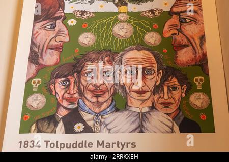 Inghilterra, Dorset, Dorchester, Shire Hall Museum, Pittura raffigurante i 1834 martiri di Tolpudle Foto Stock