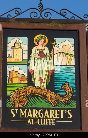 Inghilterra, Kent, Deal, St Margaret's at-cliffe Village Sign Foto Stock