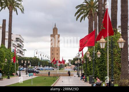 Magnifica Avenue Mohammed V nel centro della città di Rabat, Marocco Foto Stock