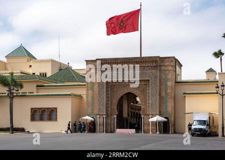 Ingresso principale del Palazzo reale di Rabat, Marocco Foto Stock