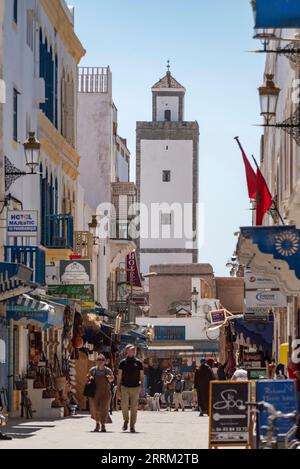 Vicolo idilliaco nella medina di Essaouira, Marocco Foto Stock