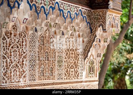 Marrakech, Marocco, antico palazzo orientale di Bahia nella medina di Marrakech, Marocco Foto Stock