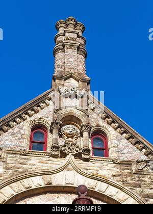 Verticale: Dettaglio del Palazzo Vescovile, Galveston Island, Texas. Foto Stock