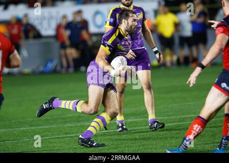 Newcastle, Regno Unito. 11 giugno 2023. Jay Chapelhow del Newcastle Thunder in azione durante il match per il BETFRED Championship tra Newcastle Thunder e Featherstone Rovers a Kingston Park, Newcastle, venerdì 8 settembre 2023. (Foto: Chris Lishman | mi News) crediti: MI News & Sport /Alamy Live News Foto Stock