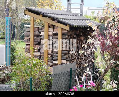 221103 -- BERLINO, 3 novembre 2022 -- la legna da ardere è immagazzinata fuori da una casa a Berlino, capitale della Germania, 1 novembre 2022. In risposta all'aumento dei prezzi dell'energia, alcuni residenti di Berlino hanno iniziato a immagazzinare legna da ardere per il prossimo inverno. GERMANIA-BERLINO-INVERNO-LEGNA DA ARDERE RenxPengfei PUBLICATIONxNOTxINxCHN Foto Stock