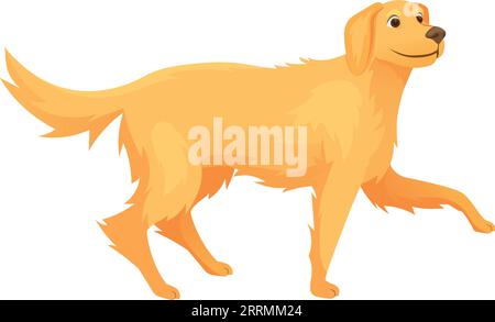 Cane da cartone animato Golden retriever. Animale domestico amico isolato su sfondo bianco Illustrazione Vettoriale
