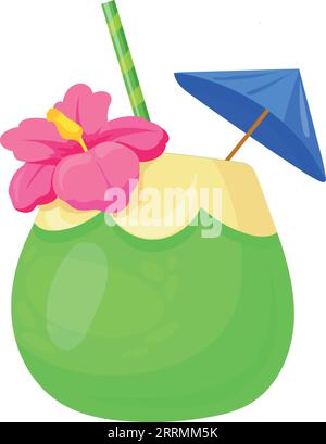 Icona di un cocktail tropicale. Drink per feste estive isolato su sfondo bianco Illustrazione Vettoriale