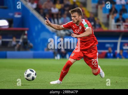 Mosca, Russia - 27 giugno 2018. Il centrocampista della nazionale serba Adem Ljajic durante la partita della Coppa del mondo FIFA 2018 Serbia vs Brasile (0-2) Foto Stock