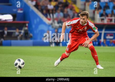 Mosca, Russia - 27 giugno 2018. Il centrocampista della nazionale serba Adem Ljajic durante la partita della Coppa del mondo FIFA 2018 Serbia vs Brasile (0-2) Foto Stock