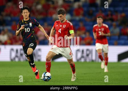 Cardiff, Regno Unito. 7 settembre 2023. Ben Davies del Galles in azione. Galles contro Corea del Sud, partita amichevole di calcio internazionale allo stadio Cardiff City di Cardiff, Galles del Sud giovedì 7 settembre 2023. Solo per uso editoriale. foto di Andrew Orchard/Andrew Orchard fotografia sportiva/Alamy Live News Credit: Andrew Orchard fotografia sportiva/Alamy Live News Foto Stock