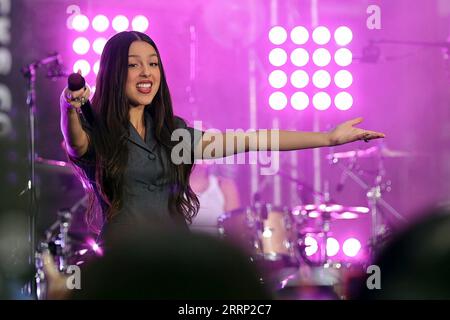 NBCS Today Show, New York, USA, 8 settembre 2023 - Olivia Rodrigo si esibisce al NBCS Today Show al Rockefeller Center di New York City. Foto: Giada Papini Rampelotto/EuropaNewswire Credit: dpa picture Alliance/Alamy Live News Foto Stock