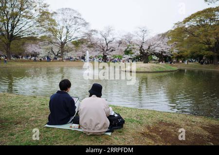 230321 -- TOKYO, 21 marzo 2023 -- i visitatori possono godersi del tempo libero nel giorno dell'equinozio primaverile al Parco Yoyogi di Tokyo, Giappone, 21 marzo 2023. GIAPPONE-TOKYO-PRIMAVERA EQUINOX-TEMPO LIBERO ZhangxXiaoyu PUBLICATIONxNOTxINxCHN Foto Stock