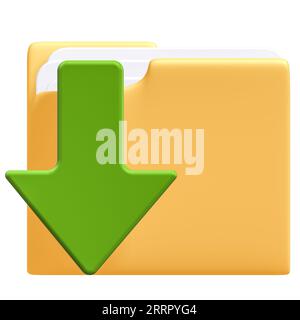 Icona cartella di download con percorso di ritaglio, rendering 3d. Foto Stock