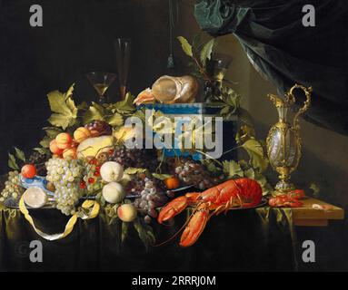 Jan Davidsz. De Heem (1606-1683-84) - natura morta con frutta e aragosta Foto Stock