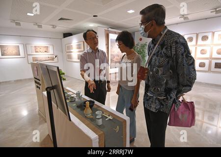 230530 -- SINGAPORE, 30 maggio 2023 -- People visit the Reflection of the Golden Age art Exhibition at the China Cultural Centre di Singapore, 28 maggio 2023. Foto di /Xinhua SINGAPORE-MOSTRA D'ARTE ThenxChihxWey PUBLICATIONxNOTxINxCHN Foto Stock