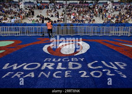 Julien Mattia/le Pictorium - partita di apertura della Coppa del mondo di rugby Francia, nuova Zelanda. 8 settembre 2023. Francia/Seine-Saint-Denis/Saint-Denis - partita di apertura della Coppa del mondo di rugby 2023 tra gli All-Blacks e il XV de France, allo Stade de France, 8 settembre 2023. Crediti: LE PICTORIUM/Alamy Live News Foto Stock