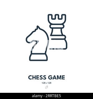 Icona della partita di scacchi. Checkmate, Horse, Rook. Tratto modificabile. Icona vettore semplice Illustrazione Vettoriale