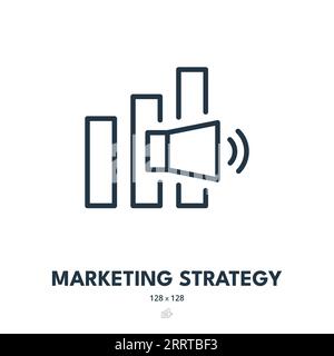 Icona strategia di marketing. Pubblicità, promozione, campagna. Tratto modificabile. Icona vettore semplice Illustrazione Vettoriale