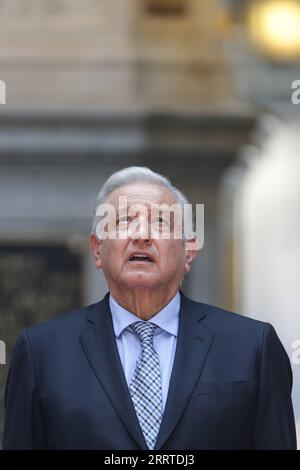 230719 -- CITTÀ DEL MESSICO, 19 luglio 2023 -- il presidente messicano Andres Manuel Lopez Obrador partecipa ad una cerimonia che segna il 151° anniversario della morte dell'ex presidente messicano Benito Juarez al Palazzo Nazionale, città del Messico, Messico, 18 luglio 2023. Foto di /Xinhua CITTÀ DEL MESSICO-EX PRESIDENTE-JUAREZ-ANNIVERSARIO DELLA MORTE FranciscoxCanedo PUBLICATIONxNOTxINxCHN Foto Stock