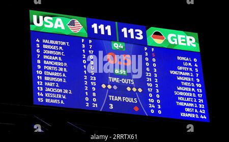 Asia Arena, Manila, Filippine. 8 settembre 2023. Vista generale, 8 SETTEMBRE 2023 - pallacanestro - Coppa del mondo FIBA 2023 - semifinali partita tra USA 111-113 Germania al Mall of Asia Arena, Manila, Filippine. Credito: SportsPressJP/AFLO/Alamy Live News Foto Stock