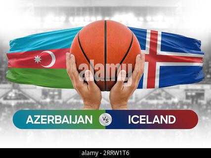 Immagine concettuale della Coppa di gara della partita di pallacanestro delle squadre nazionali di basket dell'Azerbaigian contro l'Islanda Foto Stock