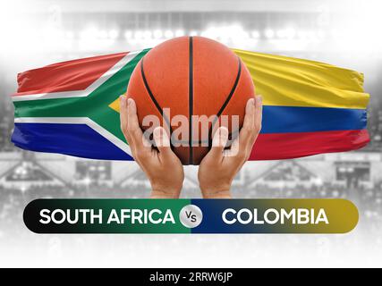 Immagine concettuale della coppa di competizione della partita di pallacanestro delle squadre nazionali di pallacanestro Sud Africa vs Colombia Foto Stock