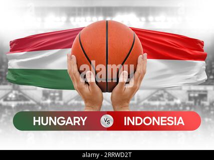 Immagine concettuale della Coppa di gara della partita di pallacanestro tra Ungheria e Indonesia Foto Stock