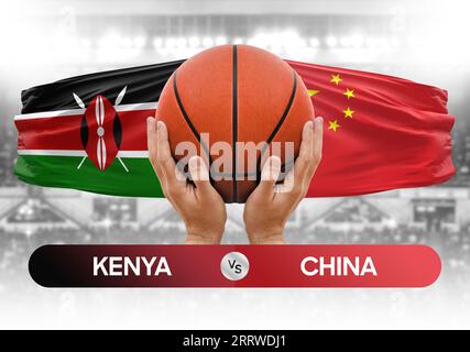 Immagine concettuale della coppa di gara della partita di pallacanestro del Kenya contro le squadre nazionali di pallacanestro della Cina Foto Stock