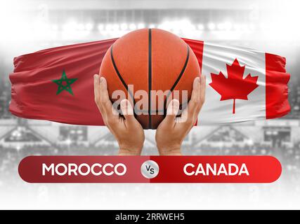 Immagine concettuale della coppa di gara della partita di pallacanestro delle squadre nazionali di basket Marocco vs Canada Foto Stock