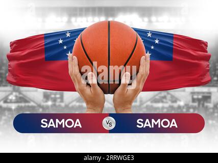 Immagine concettuale della coppa di competizione tra Samoa e Samoa delle squadre nazionali di basket Foto Stock