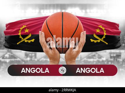 Immagine concettuale della coppa di competizione della partita di pallacanestro tra le squadre nazionali di pallacanestro dell'Angola e dell'Angola Foto Stock