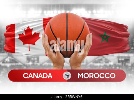 Immagine concettuale della coppa di gara della partita di pallacanestro Canada vs Marocco delle nazionali di pallacanestro Foto Stock