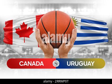 Immagine del concetto di coppa di gara della partita di pallacanestro delle squadre nazionali Canada vs Uruguay Foto Stock