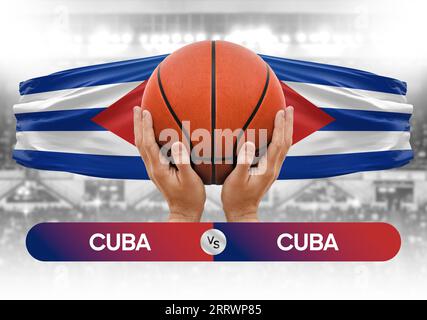 Immagine concettuale della Coppa di gara delle partite di pallacanestro delle squadre nazionali Cuba vs Cuba Foto Stock