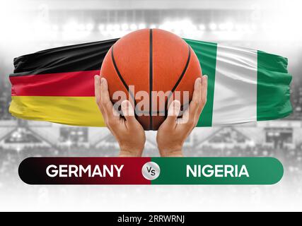 Immagine concettuale della Coppa di gara di pallacanestro delle squadre nazionali di pallacanestro Germania vs Nigeria Foto Stock