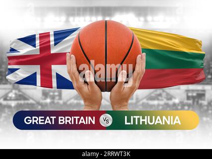 Immagine concettuale della Coppa di gara di pallacanestro delle squadre nazionali di Gran Bretagna contro Lituania Foto Stock