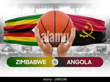 Immagine concettuale della Coppa di gara della partita di pallacanestro dello Zimbabwe contro le squadre nazionali di pallacanestro dell'Angola Foto Stock