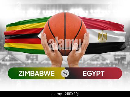 Immagine del concetto di coppa di competizione della partita di pallacanestro delle nazionali Zimbabwe vs Egitto Foto Stock