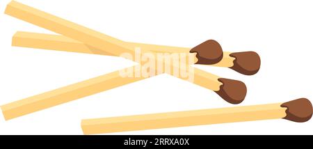 Corrispondenza di posa. Fiammiferi in legno. Icona dello stick di fosforo isolata su sfondo bianco Illustrazione Vettoriale