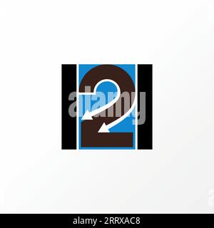 Design del logo concetto grafico astratto creativo simbolo vettoriale di alta qualità iniziale 2 font con doppie frecce sul rettangolo. Tipografia monogramma correlata Illustrazione Vettoriale