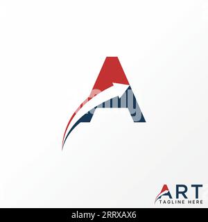 Logo design concetto grafico astratto creativo lettera vettoriale premium stock iniziale carattere spazio freccia su. Correlato al monogramma tipografia a digiuno Illustrazione Vettoriale