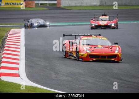 21 KOIZUMI Hiroshi (jpn), MANN Simon (usa), COZZOLINO Kei (jpn), AF Corse, Ferrari 488 GTE Evo, azione durante la 6 ore di Fuji 2023, 6° prova del Campionato Mondiale di Endurance 2023 FIA, dal 7 al 10 settembre 2023 sulla Fuji Speedway, a Oyama, Giappone Foto Stock