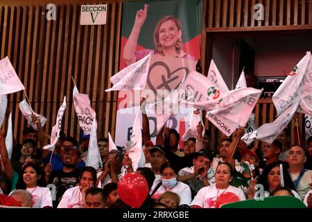 Non esclusiva: 8 settembre 2023, città del Messico, Messico: Membri del Partito Rivoluzionario istituzionale all'incontro con il candidato del Broad Foto Stock