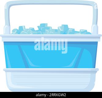 Icona del contenitore per ghiaccio Cartoon. Scatola di plastica di raffreddamento isolata su sfondo bianco Illustrazione Vettoriale